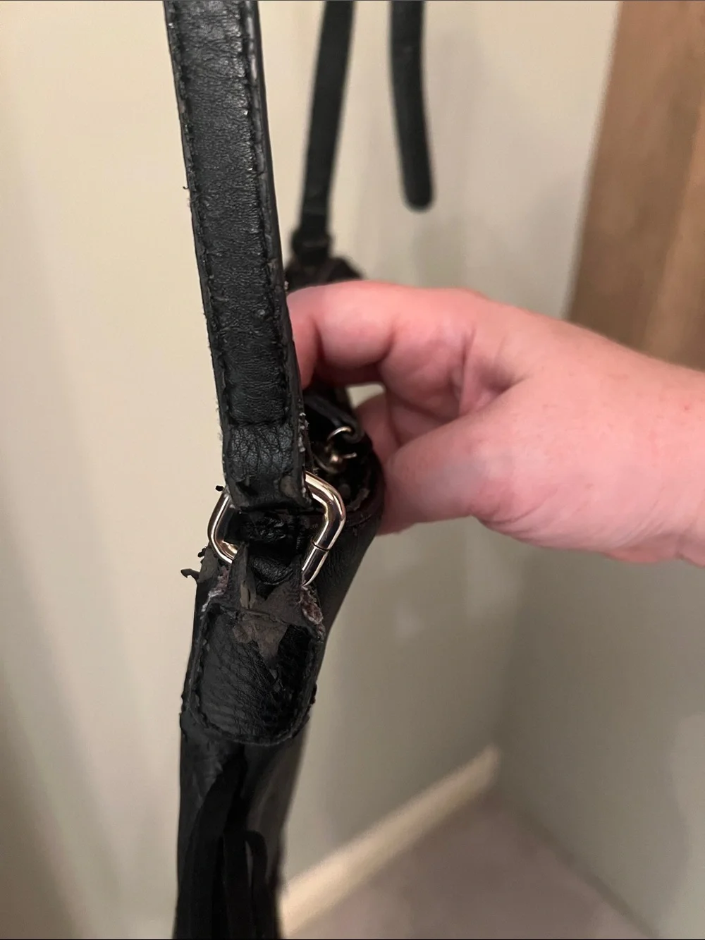 Black Fringe Crossbody Bag with Adjustable Strap